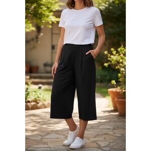Velvet by Graham & Spencer Natasha Black Cotton Blend Culottes Pants‎ 2X NWT